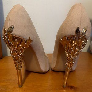 Pink Gold Leaf Heels